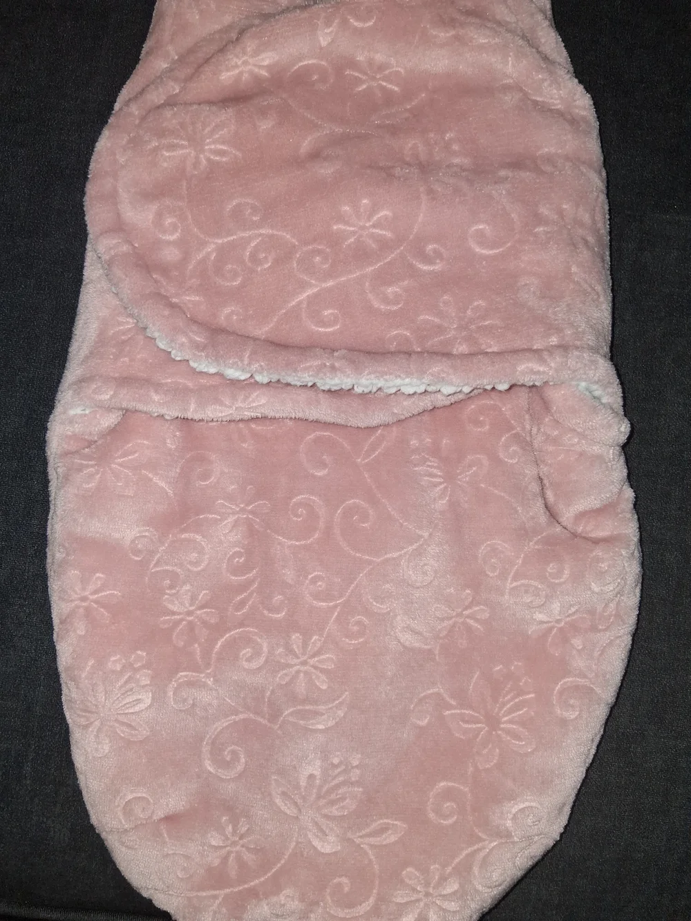 Plush Pink Floral Baby Swaddle Sack - Soft Cozy Wrap